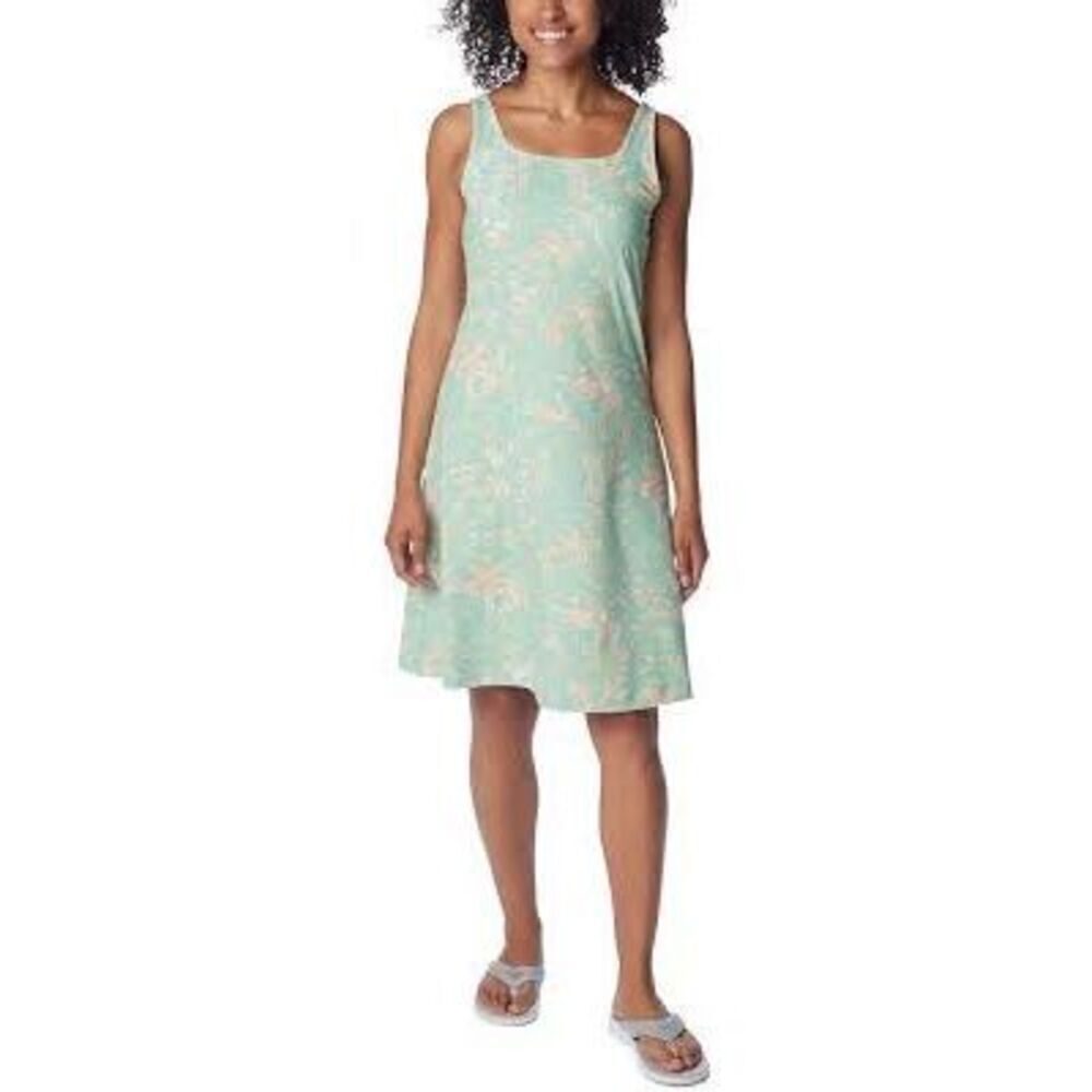 Columbia PFG Freezer III Dress Sz L Stretch Tropical Peach Green